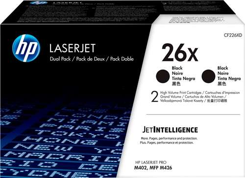 hp cf226x negro pack de 2 cartuchos de toner originales 26x