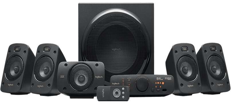 logitech z906 sistema de altavoces 5.1 thx 1000w subwoofer 165w dolby & dts mando a distancia color negro