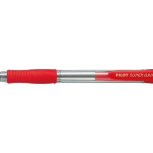 pilot boligrafo de bola retractil supergrip punta redonda 1.0mm trazo 0.27mm tinta de aceite grip ergonomico color rojo