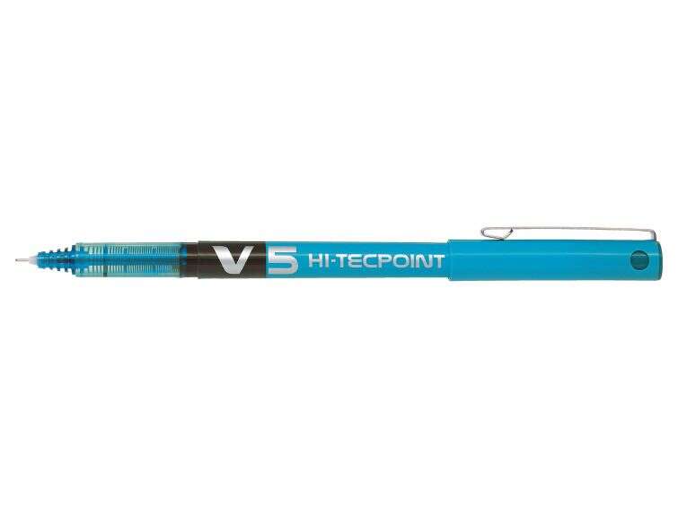 pilot boligrafo de tinta liquida v5 hi tecpoint rollerball punta fina de aguja 0.5mm trazo 0.3mm color azul claro