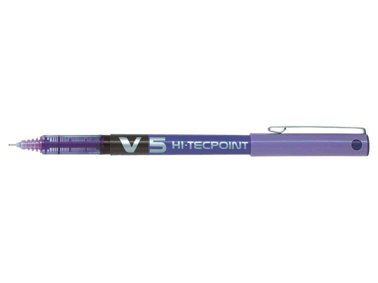 pilot boligrafo de tinta liquida v5 hi tecpoint rollerball punta fina de aguja 0.5mm trazo 0.3mm color violeta