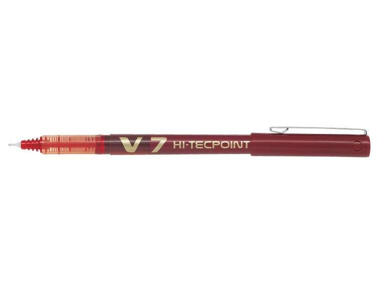 pilot boligrafo de tinta liquida v7 hi tecpoint rollerball punta fina de aguja 0.7mm trazo 0.5mm color rojo