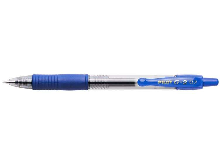 pilot boligrafo de gel g2 rollerball retractil recargable punta de bola redonda 0.7mm trazo 0.32mm grip ergonomico color azul