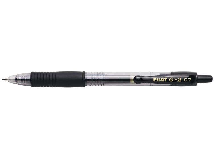 pilot boligrafo de gel g2 rollerball retractil recargable punta de bola redonda 0.7mm trazo 0.32mm grip ergonomico color negro