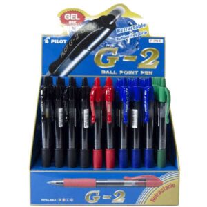 pilot g2 rollerball expositor de 60 boligrafos de gel punta 0.7mm trazo 0.32mm recargable grip ergonomico colores surtidos