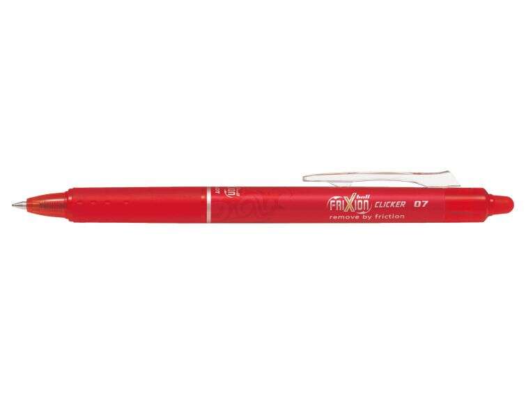 pilot frixion clicker boligrafo de gel borrable retractil punta de bola 0.7mm trazo 0.4mm grip ergonomico color rojo