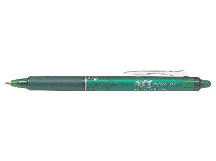 pilot frixion clicker boligrafo de gel borrable retractil punta de bola 0.7mm trazo 0.4mm grip ergonomico color verde