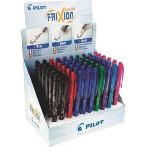 pilot frixion point expositor de 60 boligrafos de gel borrables punta fina 0.5mm trazo 0.25mm grip ergonomico recargable colores surtidos