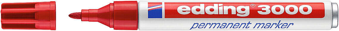 edding 3000 rotulador permanente punta redonda de 1.5mm trazo entre 1.5 y 3mm recargable secado rapido color rojo