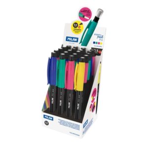 milan pl1 expositor de 20 portaminas mina 0.5mm hb grafito goma milan extra larga colores surtidos
