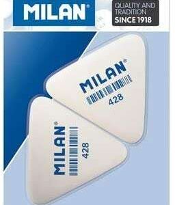 milan 428 pack de 2 gomas de borrar triangulares miga de pan suave caucho sintetico color blanco