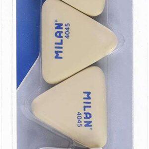 milan pack de 5 gomas de borrar, 3x gomas 4045 nata triangulares + 2xgomas 430 cuadradas miga de pan caucho suave sintetico color blanco