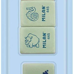 milan pack de 5 gomas de borrar, 3xgomas 445 nata rectangulares + 2xgomas 430 cuadradas miga de pan caucho suave sintetico colores surtidos