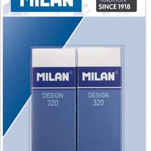 milan nata 320 pack de 2 gomas de borrar rectangulares plastico faja de carton azul todo tipo de superficies color blanco