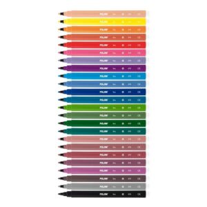 milan pack de 24 rotuladores punta fina de 2mm tinta al agua lavable colores surtidos