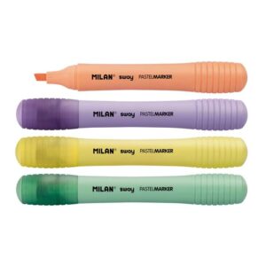 milan sway expositor con 7 packs de 4 marcadores pastel punta biselada 2 4mm ideal para subrayar colores pastel