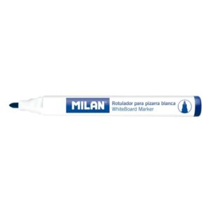 milan rotuladores para pizarra blanca con punta redonda punta 4.7 mm tinta a base de alcohol borrable en seco color azul