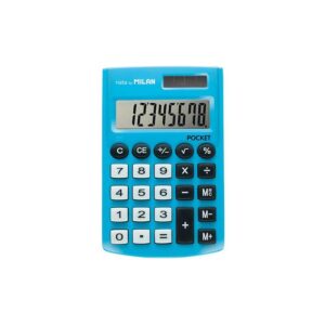 milan pocket calculadora de bolsillo con pantalla de 8 digitos 3 teclas de memoria y raiz cuadrada teclas con tacto suave color azul