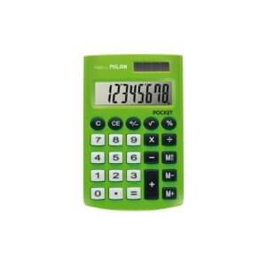 milan pocket calculadora de bolsillo con pantalla de 8 digitos 3 teclas de memoria y raiz cuadrada teclas con tacto suave color verde