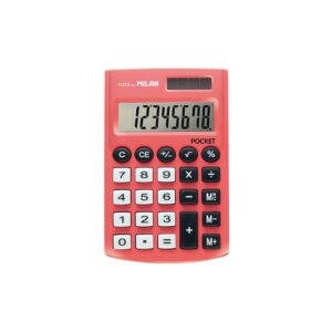 milan pocket calculadora de bolsillo con pantalla de 8 digitos 3 teclas de memoria y raiz cuadrada teclas con tacto suave color rojo