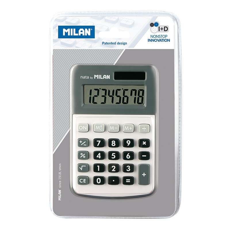 milan calculadora de 8 digitos calculadora de sobremesa 3 teclas de memoria y raiz cuadrada color gris