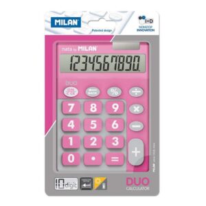 milan calculadora 10 digitos duo calculadora de sobremesa teclas grandes tecla rectificacion entrada de datos color rosa