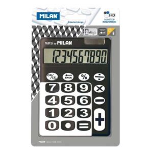 milan calculadora 10 digitos calculadora de sobremesa teclas grandes tecla rectificacion entrada de datos color negro/blanco