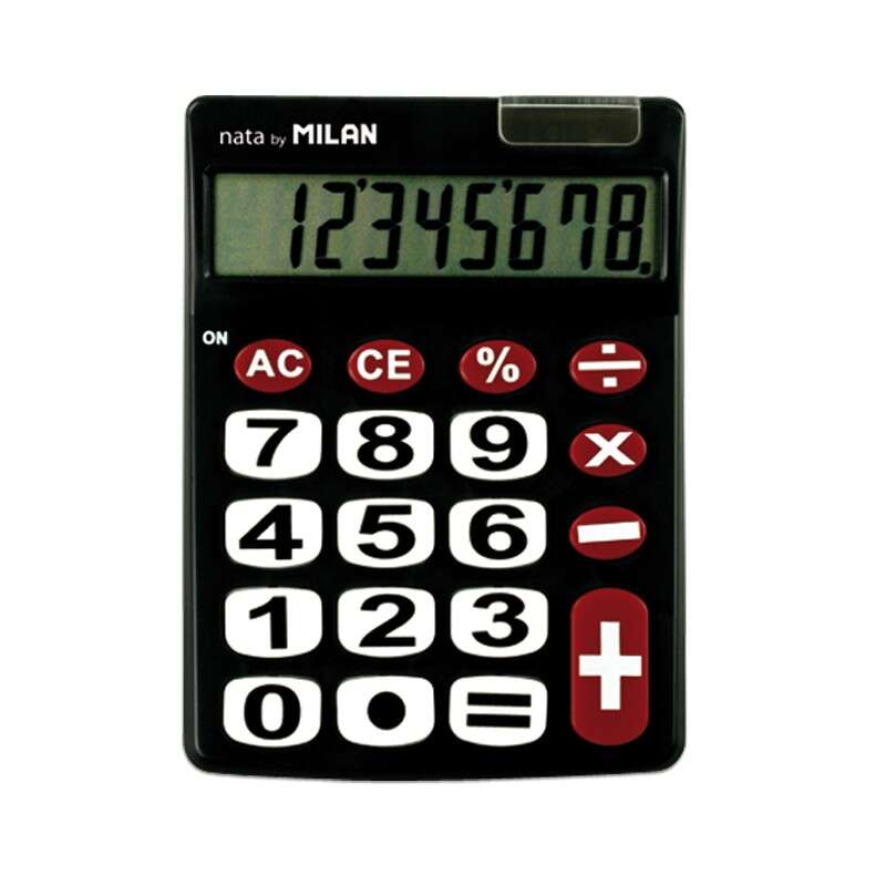 milan nata calculadora de sobremesa 8 digitos teclas grandes tecla rectificacion entrada de datos color negro