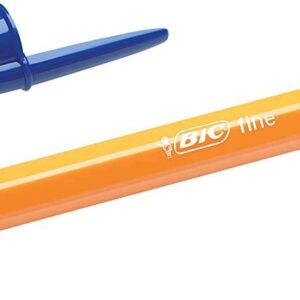 bic orange original fine boligrafo de bola punta redonda de 0.8mm trazo de 0.30mm tinta con base de aceite cuerpo naranja color azul