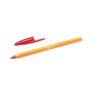 bic orange original fine boligrafo de bola punta redonda de 0.8mm trazo de 0.30mm tinta con base de aceite cuerpo naranja color rojo