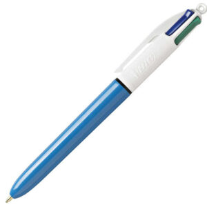 bic 4 colours original boligrafo de bola retractil punta media de 1.0 mm tinta con base de aceite cuerpo azul/blanco 4 colores