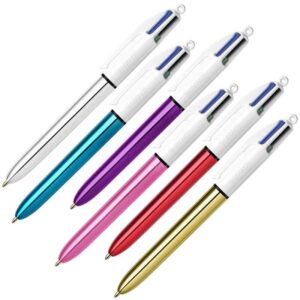 bic 4 colours shine boligrafo de bola retractil punta media de 1.0 mm tinta con base de aceite diseño metalizado en colores surtidos