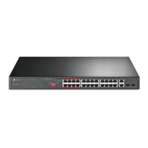 tp link switch 24 puertos 10/100mbps + 2 puertos gigabit poe+ no gestionable modo aislamiento / prioridad plug & play