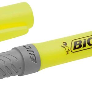 bic highlighter grip marcador fluorescente tinta con base de agua punta biselada trazo entre 1.60 y 3.30 mm color amarillo