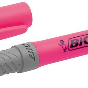 bic highlighter grip marcador fluorescente tinta con base de agua punta biselada trazo entre 1.60 y 3.30 mm color rosa
