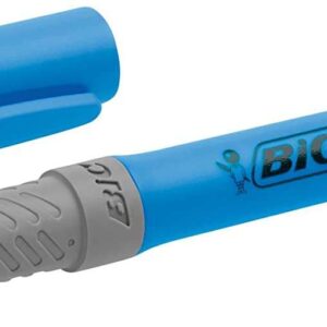 bic highlighter grip marcador fluorescente tinta con base de agua punta biselada trazo entre 1.60 y 3.30 mm color azul