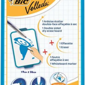 bic velleda pizarra escolar dos superficies blanca y milimetrada + 1 marcador velleda azul + 1 borrador dimensiones: 26x19 cm