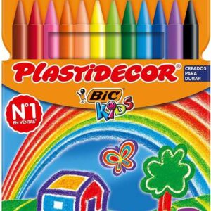 bic kids plastidecor caja de 12 lapices de cera extraresistentes facil de sacar punta no mancha