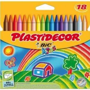 bic kids plastidecor caja de 18 lapices de cera extraresistentes facil de sacar punta no mancha