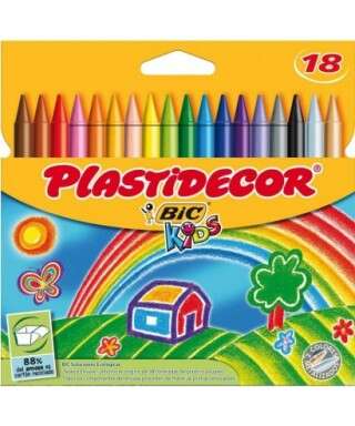 bic kids plastidecor caja de 18 lapices de cera extraresistentes facil de sacar punta no mancha