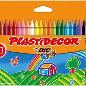 bic kids plastidecor caja de 24 lapices de cera extraresistentes facil de sacar punta no mancha