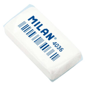 milan 4036 goma de borrar rectangular miga de pan caucho sintetico envuelta individualmente color blanco