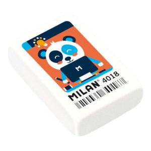 milan 4018 goma de borrar rectangular miga de pan caucho sintetico color blanco dibujos surtidos