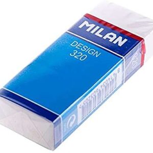milan nata 320 goma de borrar rectangular plastico faja de carton azul envuelta individualmente color blanco
