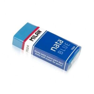 milan nata 7024b goma de borrar rectangular plastico faja de carton azul envuelta individualmente no daña el papel color azul