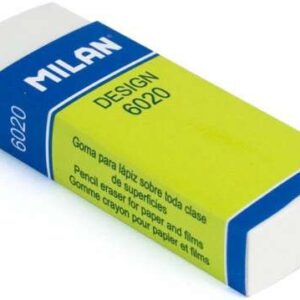 milan nata 6020 goma de borrar para dibujo rectangular plastico faja de carton verde envuelta individualmente color blanco