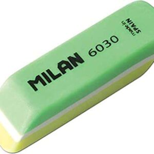 milan nata 6030 goma de borrar biselada bicolor plastico no daña el papel colores surtidos