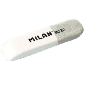 milan 8030 goma de borrar biselada doble uso flexible miga de pan caucho color blanco/gris