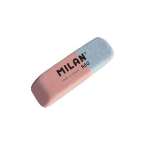 milan 860 goma de borrar biselada doble uso flexible miga de pan caucho color rosa/azul