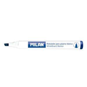 milan rotuladores para pizarra blanca con punta biselada punta 1 4 mm tinta a base de alcohol borrable en seco color azul